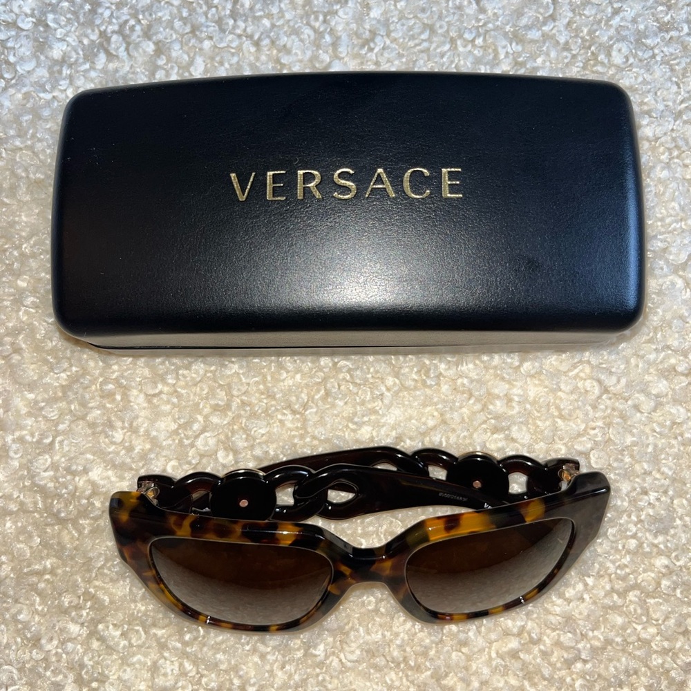 Versace Square Shape Havana Sunglasses BNWT